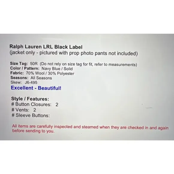 Ralph Lauren LRL Black Label Mens 50R Navy Blue Casual Blazer Sport Jacket - Picture 2 of 16